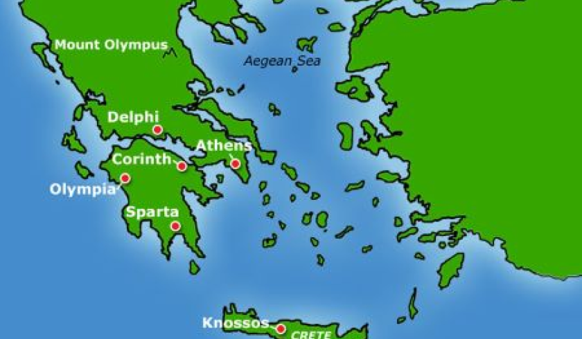 A map showing the major city-states of Ancient Greece.
