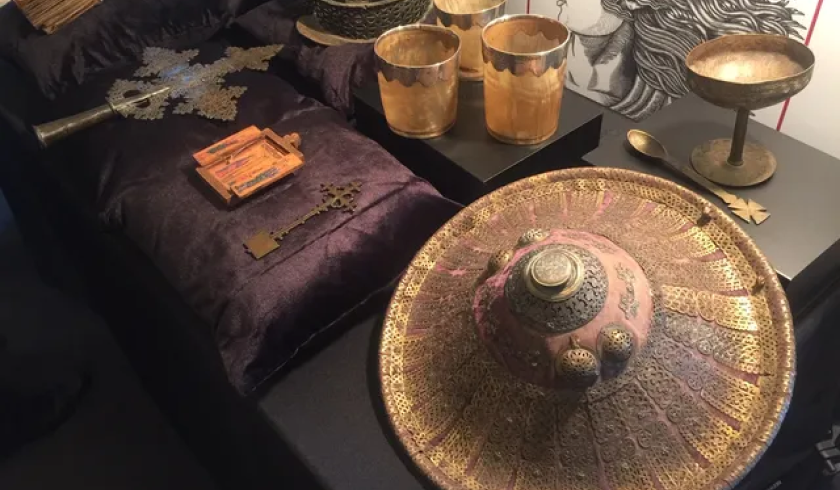 Photograph of some of the Maqdala Treasures that were given to Ethiopia.