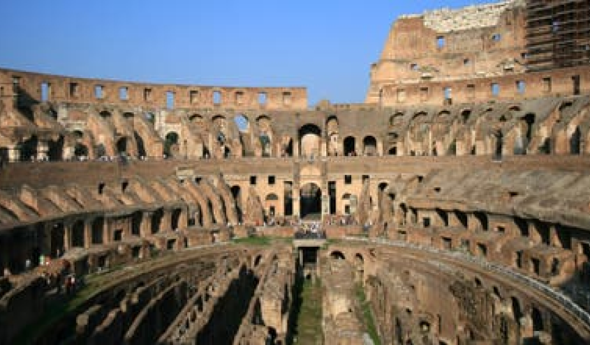 A view of the Roman Colosseum. 