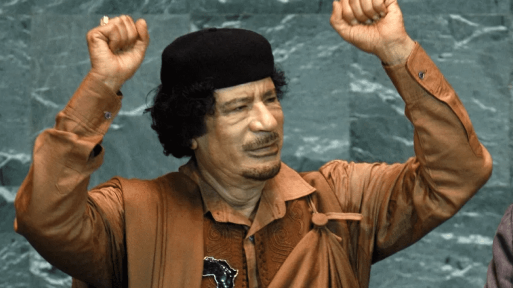 Gaddafi during his speech in the UN General Assembly. 