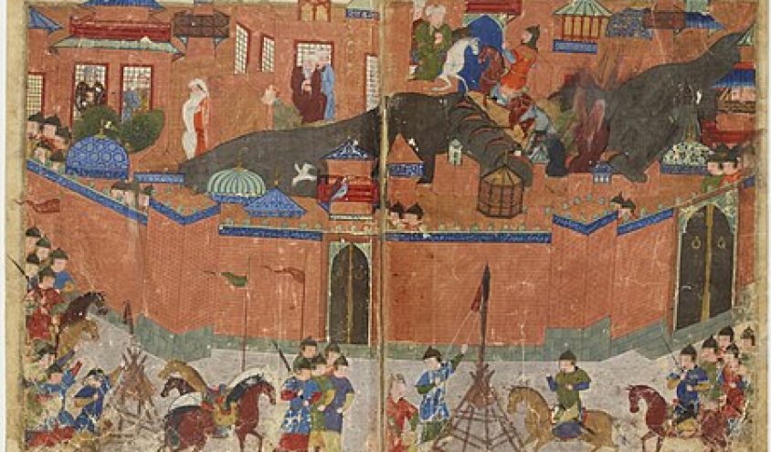 Art depicting the Siege of Baghdad.
