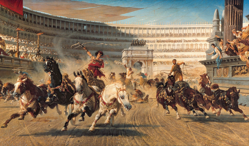 Picture of Roman chariot rides. 