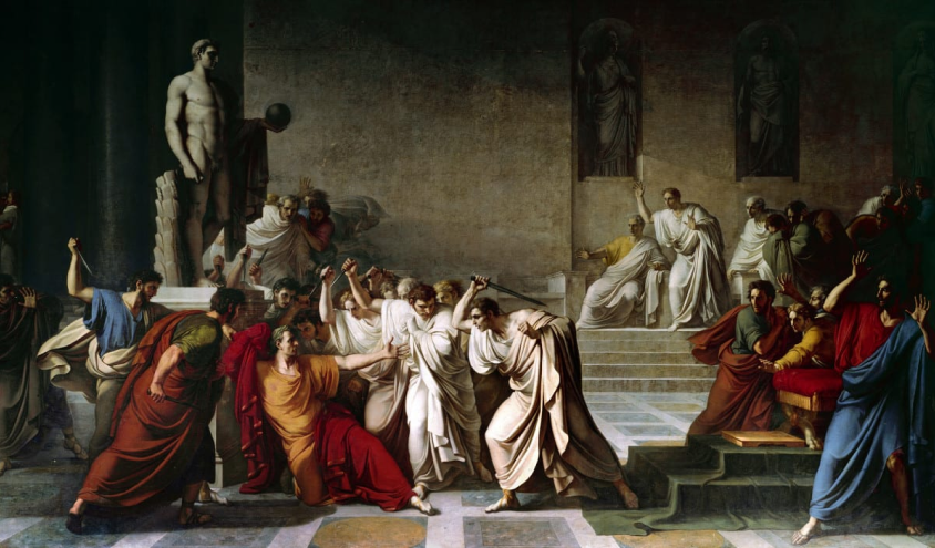A painting showing Roman theater performance. 